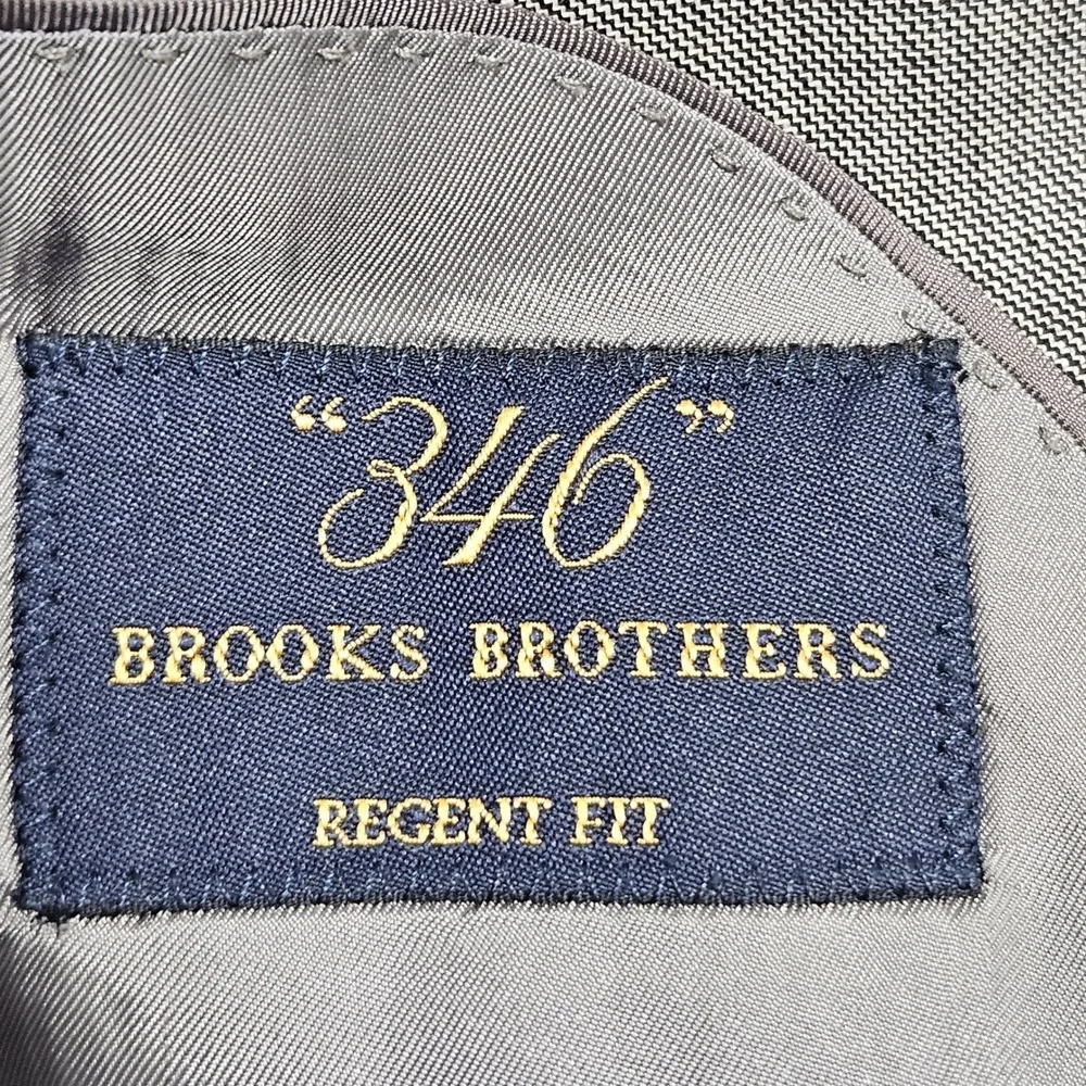 Brooks Brothers 346 Suit Mens 40R Grey Regent Fit Sharkskin Wool Double Vent